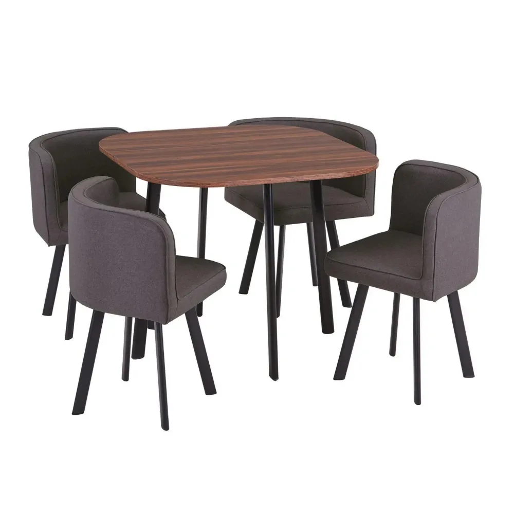 Juego de Comedor Nia 4 Sillas Mesa Cuadrada 90x75x90 cm Café/Negro