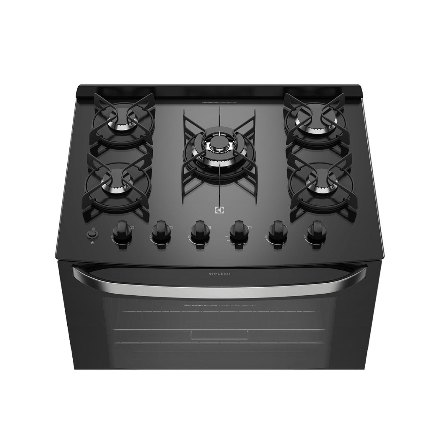 Cocina  con Vidrio Templado de 5 Quemadores Negra 76GS-CL