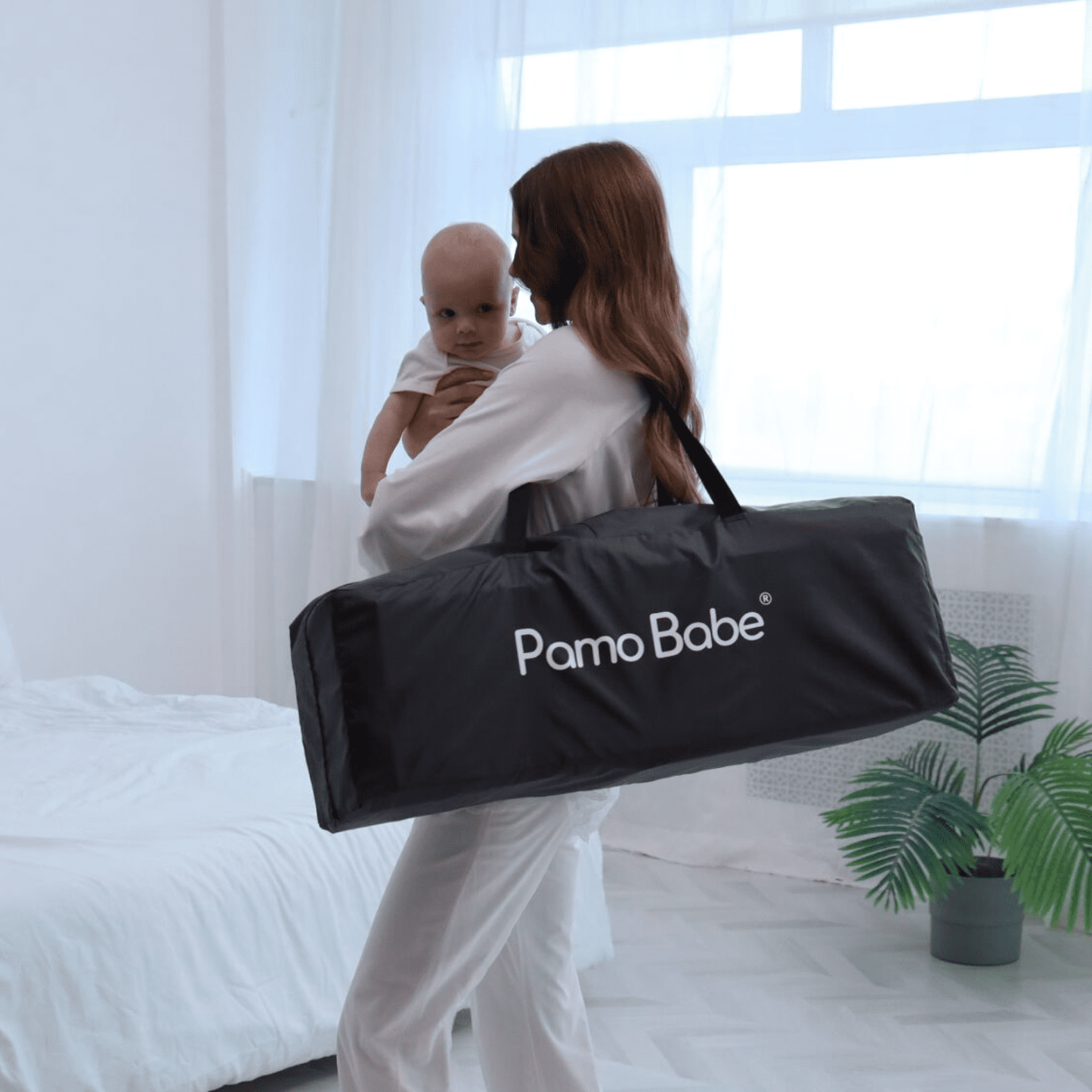 Parque de juegos para bebés unisex con cuna y cambiador, para recién nacidos