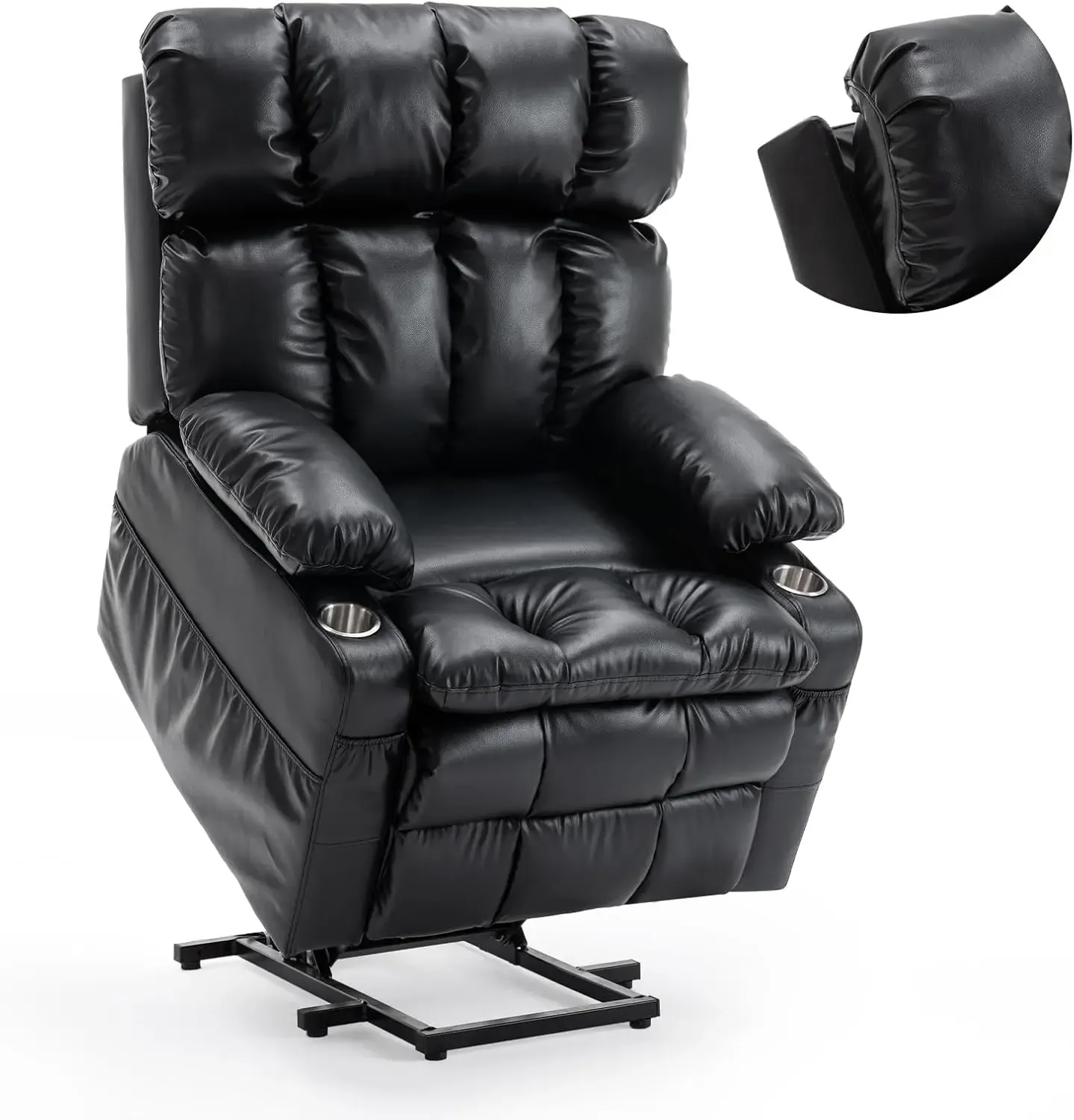 Sillón reclinable eléctrico de gran tamaño con doble motor y reposacabezas ajustable para personas mayores, posicionamiento infinito, reclinable en posición horizontala
