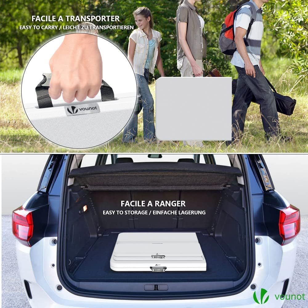 Mesa plegable portátil informal y 2 bancos de 180 cm, conjunto de muebles de jardín para exterior, adecuado para picnic, camping, barbacoa, color blanco