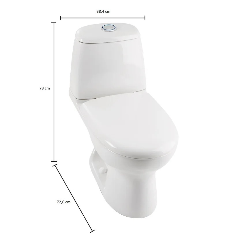 Combo Renueva: Sanitario Ecoclean Alongado Blanco De 2 Piezas + Mueble Aluvia Miel Elevado 45 Cm Con Lavamanos + Grifería Aluvia 4 Pulgadas Corona