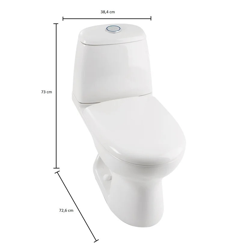 Combo Renueva: Sanitario Ecoclean Alongado Blanco De 2 Piezas + Mueble Aluvia Miel Elevado 45 Cm Con Lavamanos + Grifería Aluvia 4 Pulgadas Corona