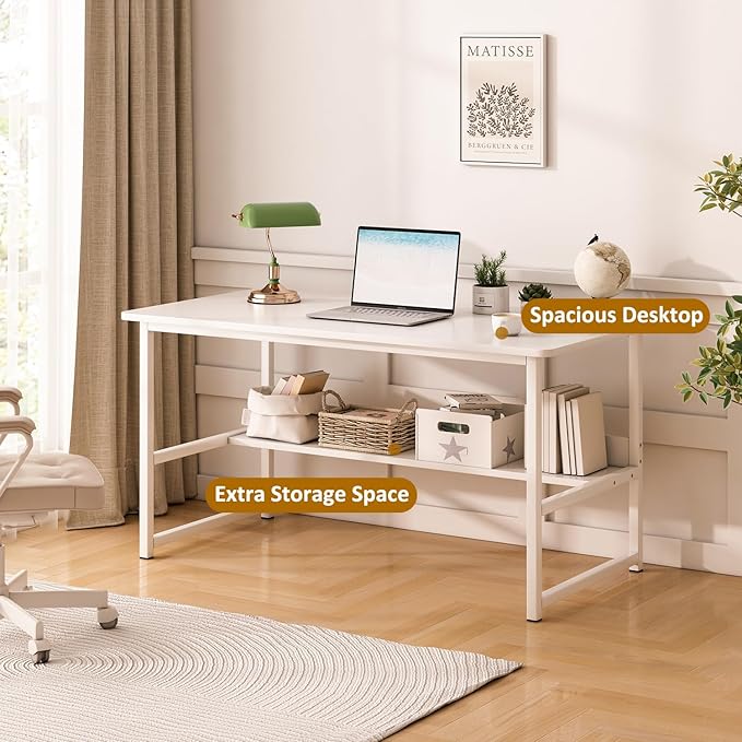 Escritorio de computadora con Espacio de Almacenamiento, Adecuado para Escribir en el Dormitorio y Trabajar en la Oficina en casa, Escritorio de Estudio 120 * 52 * 73 CM