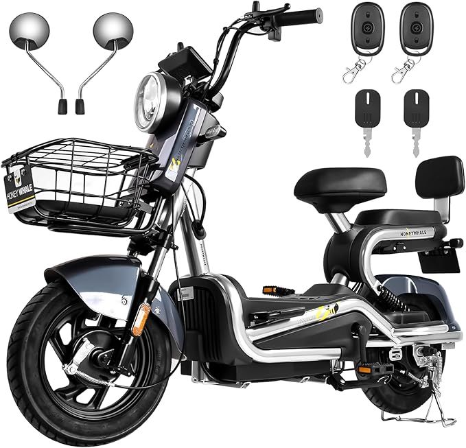 Bicimoto Eléctrica con Alarma, Máxima del Motor 700W, Velocidad Máxima 45KM/H, Autonomía 55-60KM, Baterías de Gran Capacidad 20AH