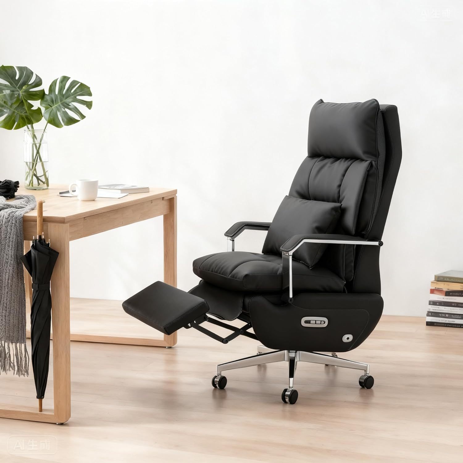Silla de oficina reclinable con reposapiés - Reclinación eléctrica con un solo clic, masaje y soporte de almohada