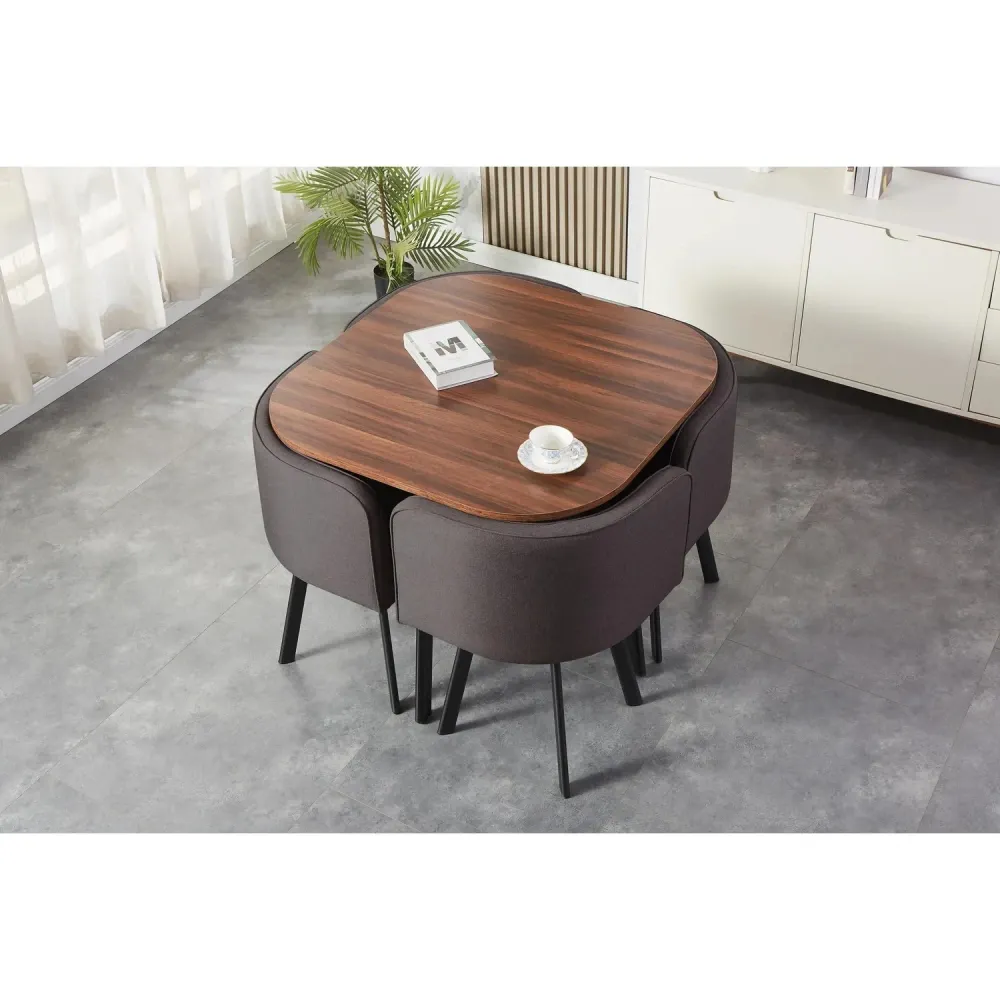 Juego de Comedor Nia 4 Sillas Mesa Cuadrada 90x75x90 cm Café/Negro