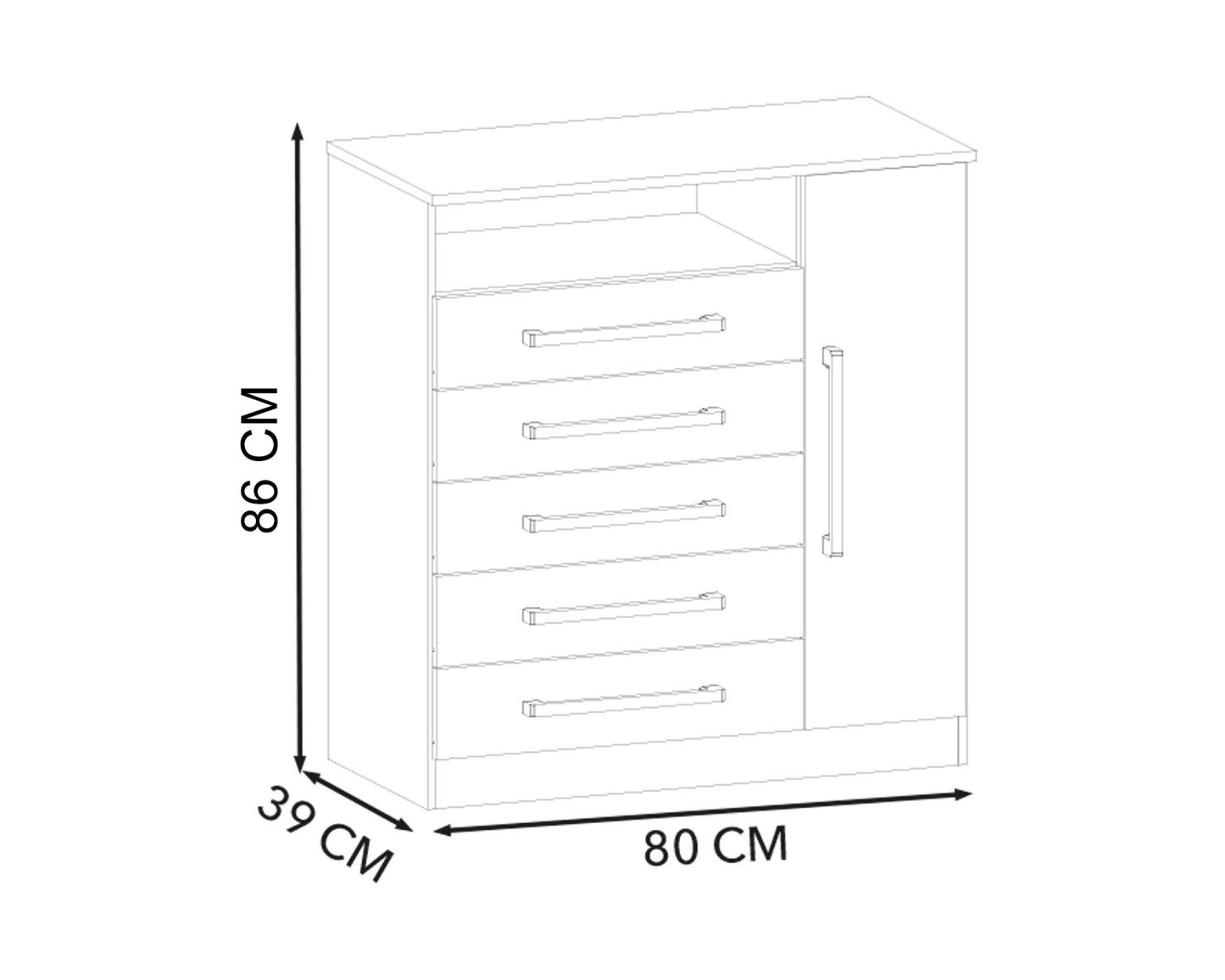 Clóset 3 puertas 2 cajones + Cómoda 1 puerta 5 cajones