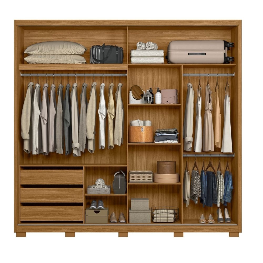 Ropero Dhara 2 Puertas 3 Cajones C/Espejo Freijol/Off White