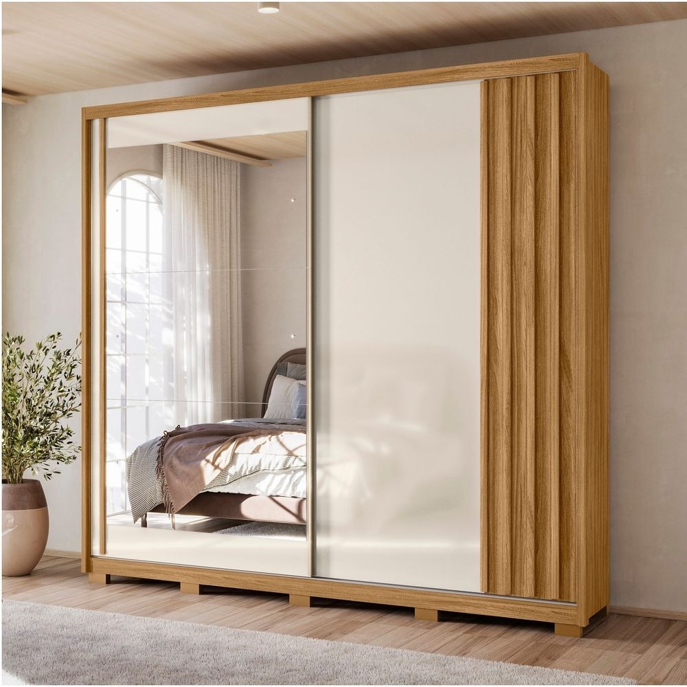 Ropero Dhara 2 Puertas 3 Cajones C/Espejo Freijol/Off White