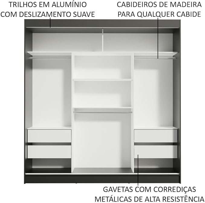 Ropero Closet con 3 Puertas y 1 Espejo Reno - Marrón