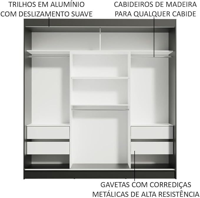 Ropero Closet con 3 Puertas y 1 Espejo Reno - Marrón