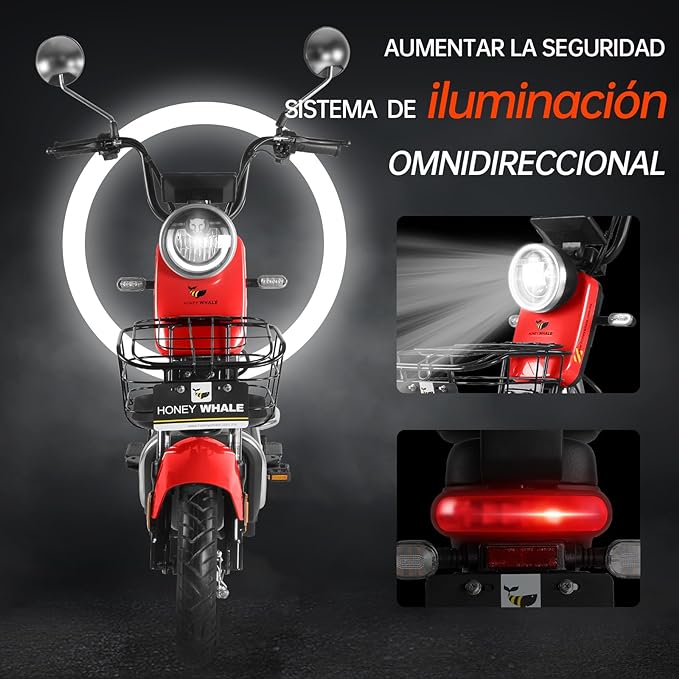 Bicimoto Eléctrica con Alarma, Máxima del Motor 700W, Velocidad Máxima 45KM/H, Autonomía 55-60KM, Baterías de Gran Capacidad 20AH