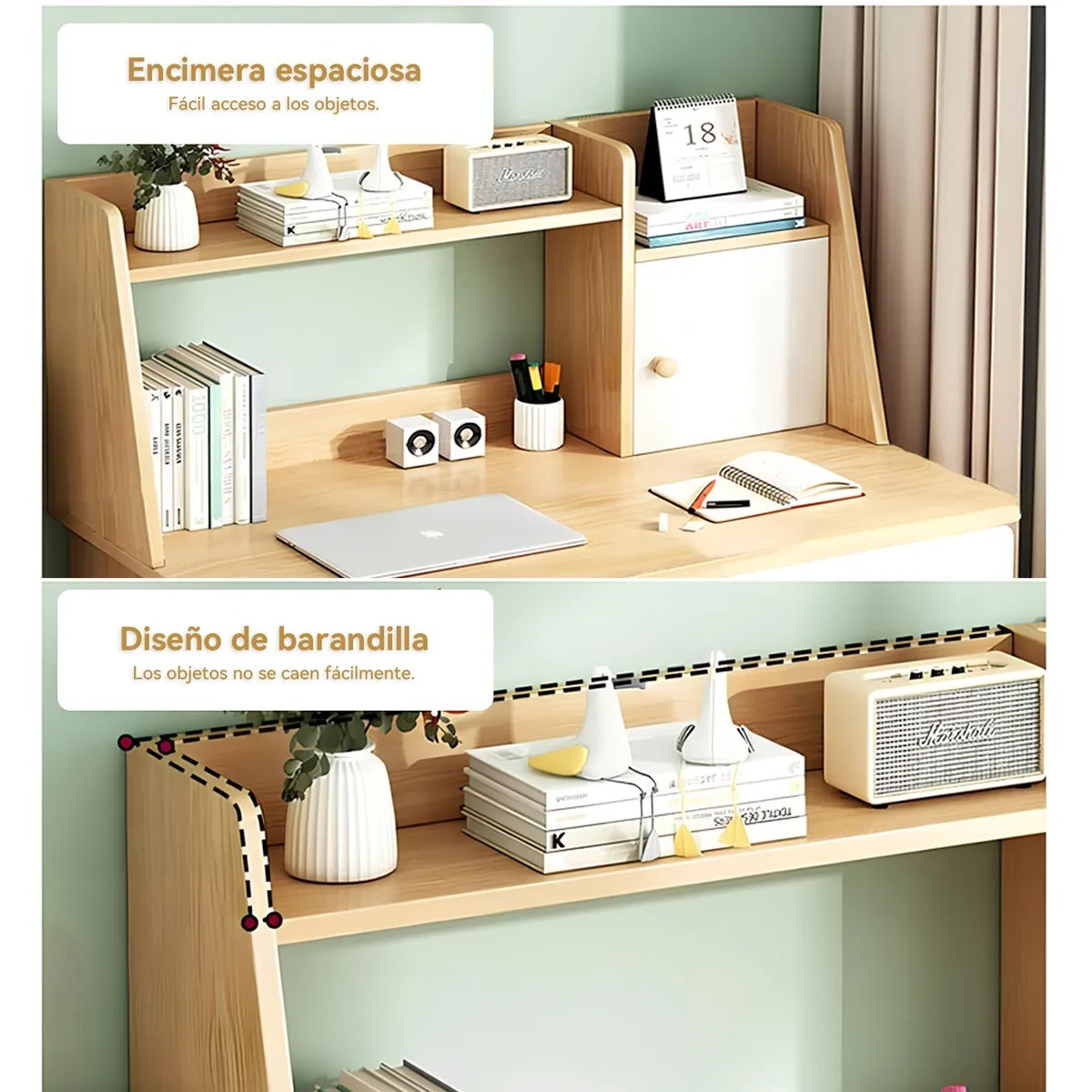 Escritorio Con Estanteria 80x110cm Cajón Gabinete Oficina Trabajo