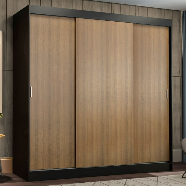 Ropero Closet  3 Puertas Corredizas Negro/Marrón