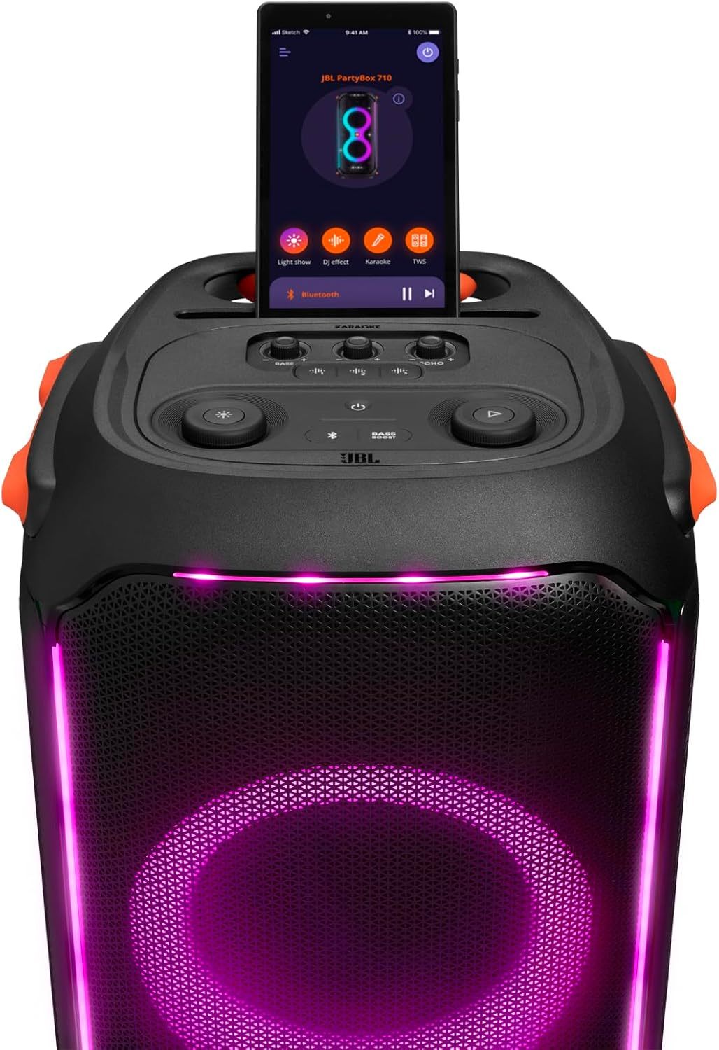 710 - Altavoz de Fiesta con Sonido Potente de 800 W RMS, Luces integradas y diseño a Prueba de Salpicaduras