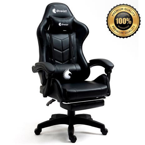 Silla Gamer Ergonómica Dreizt Shine Series Blanco/ Negro Con Posapies 