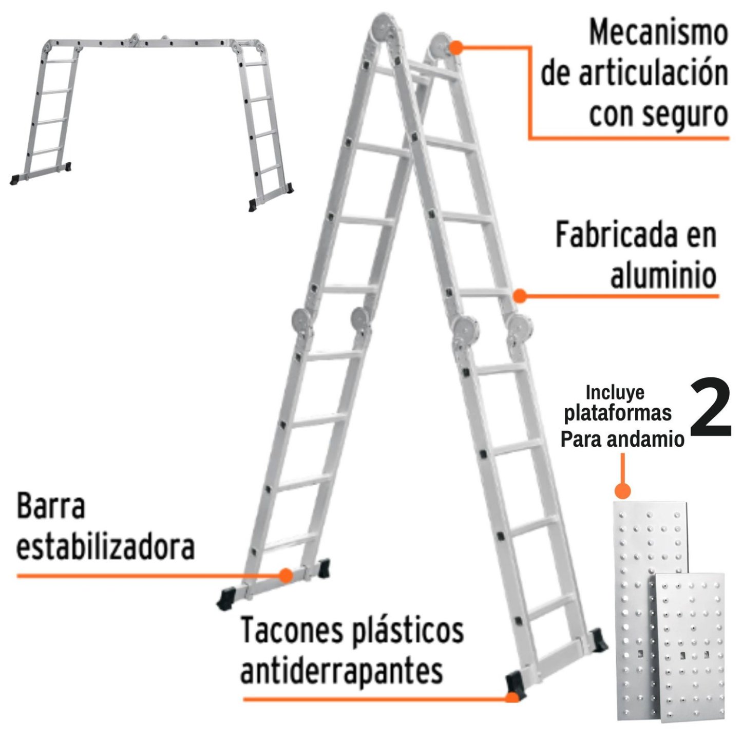 Escalera multiposición 16 peldaños Rotomartillo 6 JOULES MALETA