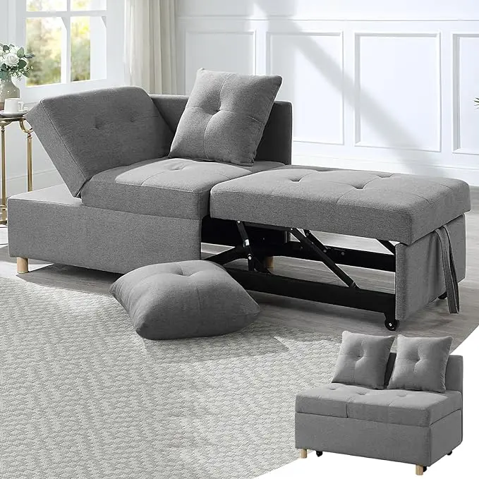 Sofá cama convertible 3 en 1, sofá cama extraíble con respaldo ajustable en 3 niveles