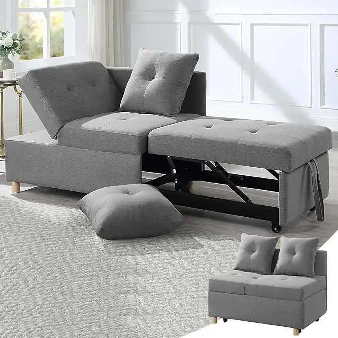 Sofá cama convertible 3 en 1, sofá cama extraíble con respaldo ajustable en 3 niveles