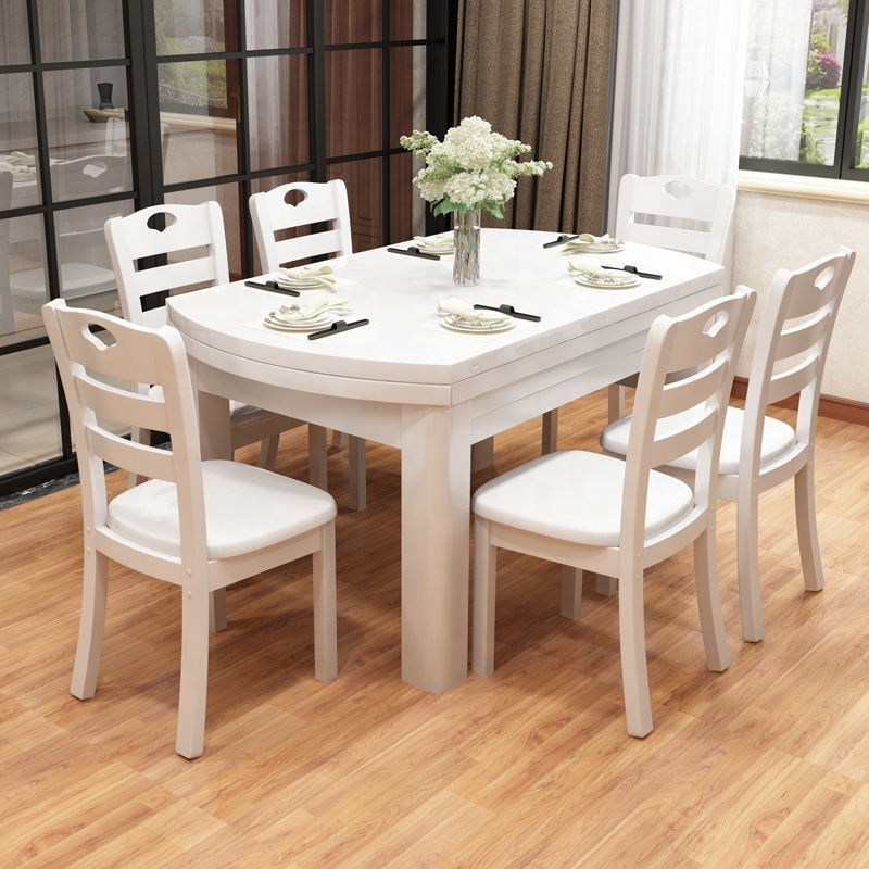 Mesa de comedor de madera maciza para el hogar, muebles de restaurante, plegable, cuadrada y redonda, juego de mesa y silla de doble uso, precio bajo
