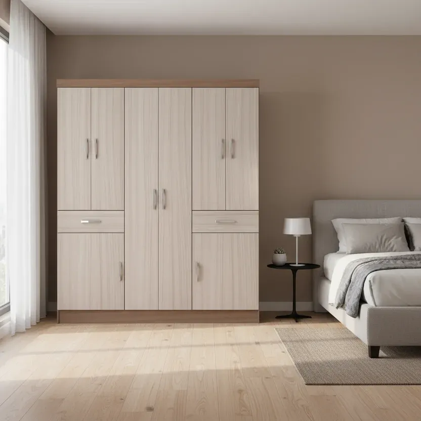 8 Puertas 2 Cajones 150x181x47 cm Madera Natural