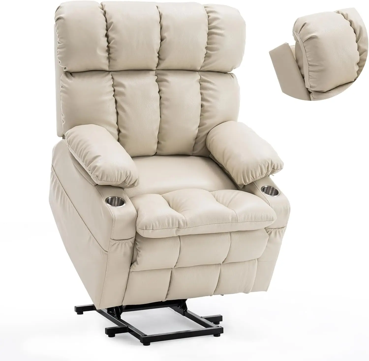 Sillón reclinable eléctrico de gran tamaño con doble motor y reposacabezas ajustable para personas mayores, posicionamiento infinito, reclinable en posición horizontala