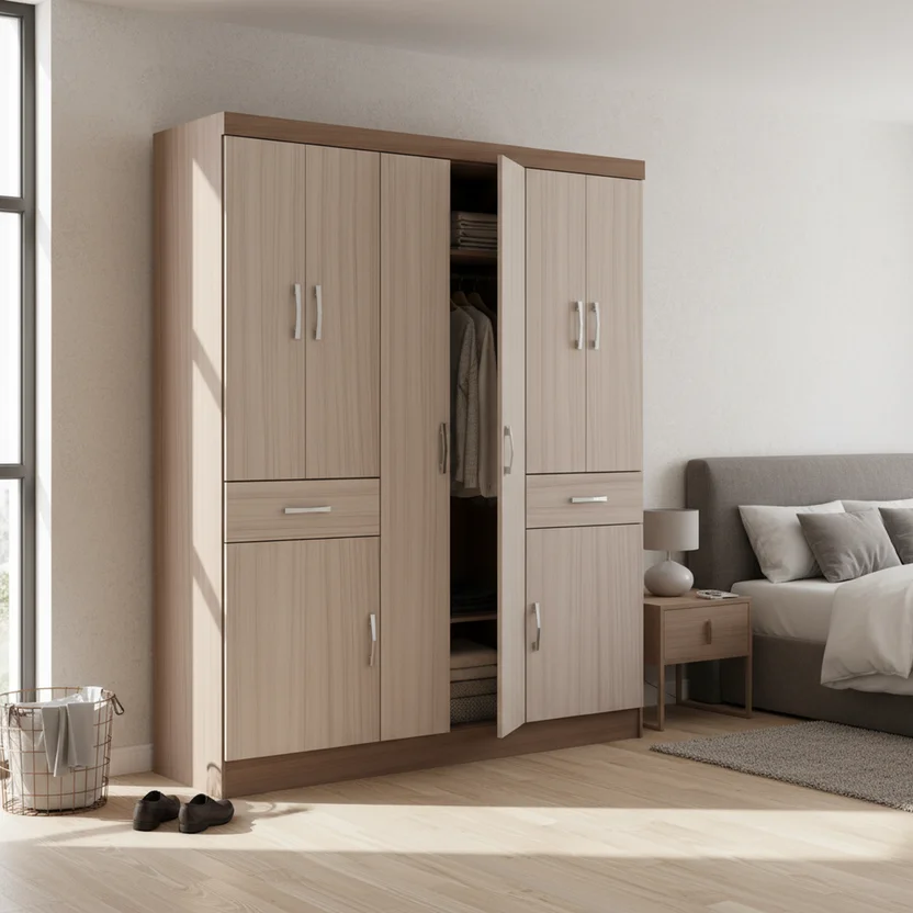 8 Puertas 2 Cajones 150x181x47 cm Madera Natural
