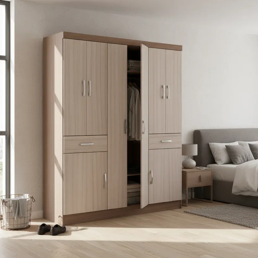 8 Puertas 2 Cajones 150x181x47 cm Madera Natural