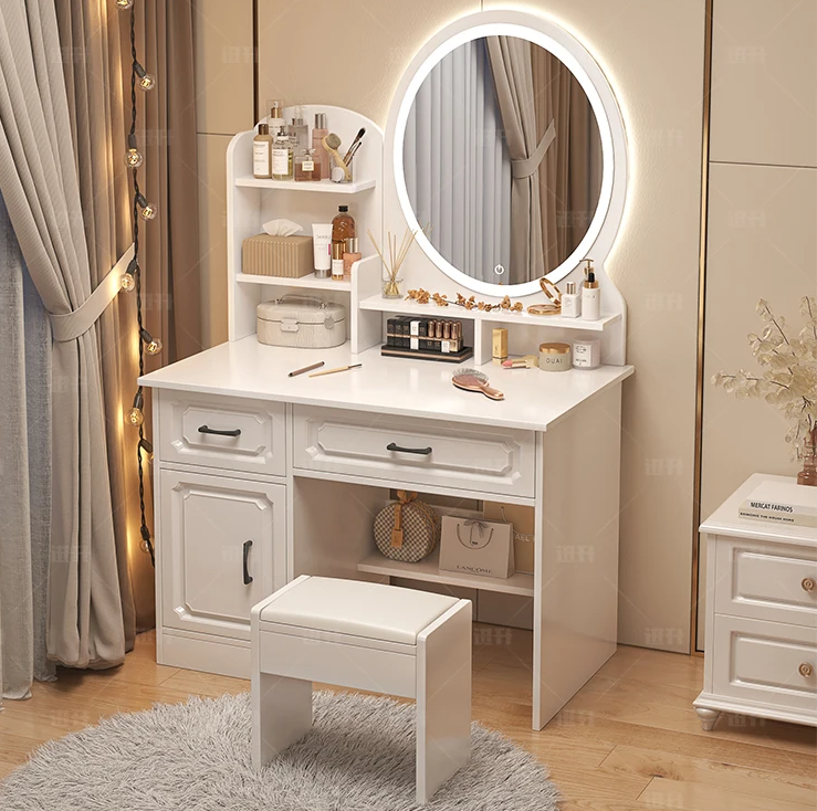 Tocador lacado en blanco, espejos para dormitorio, cajones, artículos de tocador, armarios, bolígrafo para sala de estar, té de IRa Bedroom Furniture