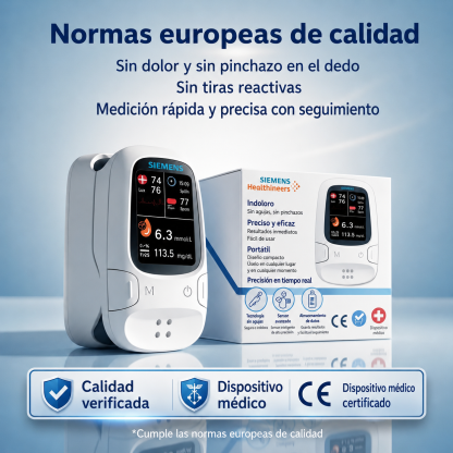 🩸 Medidor de glucosa sin pinchazos – Siemens | Control de glucosa sin dolor en casa 📊