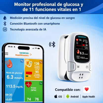 🩸 Medidor de glucosa sin pinchazos – Siemens | Control de glucosa sin dolor en casa 📊
