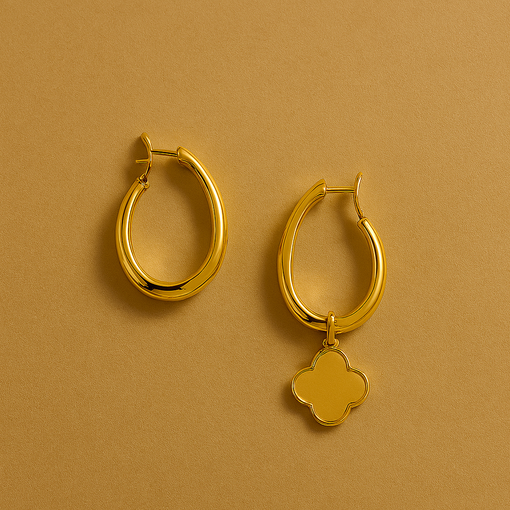 🎁Elegantes pendientes de aro con forma de trébol: atemporales y minimalistas.