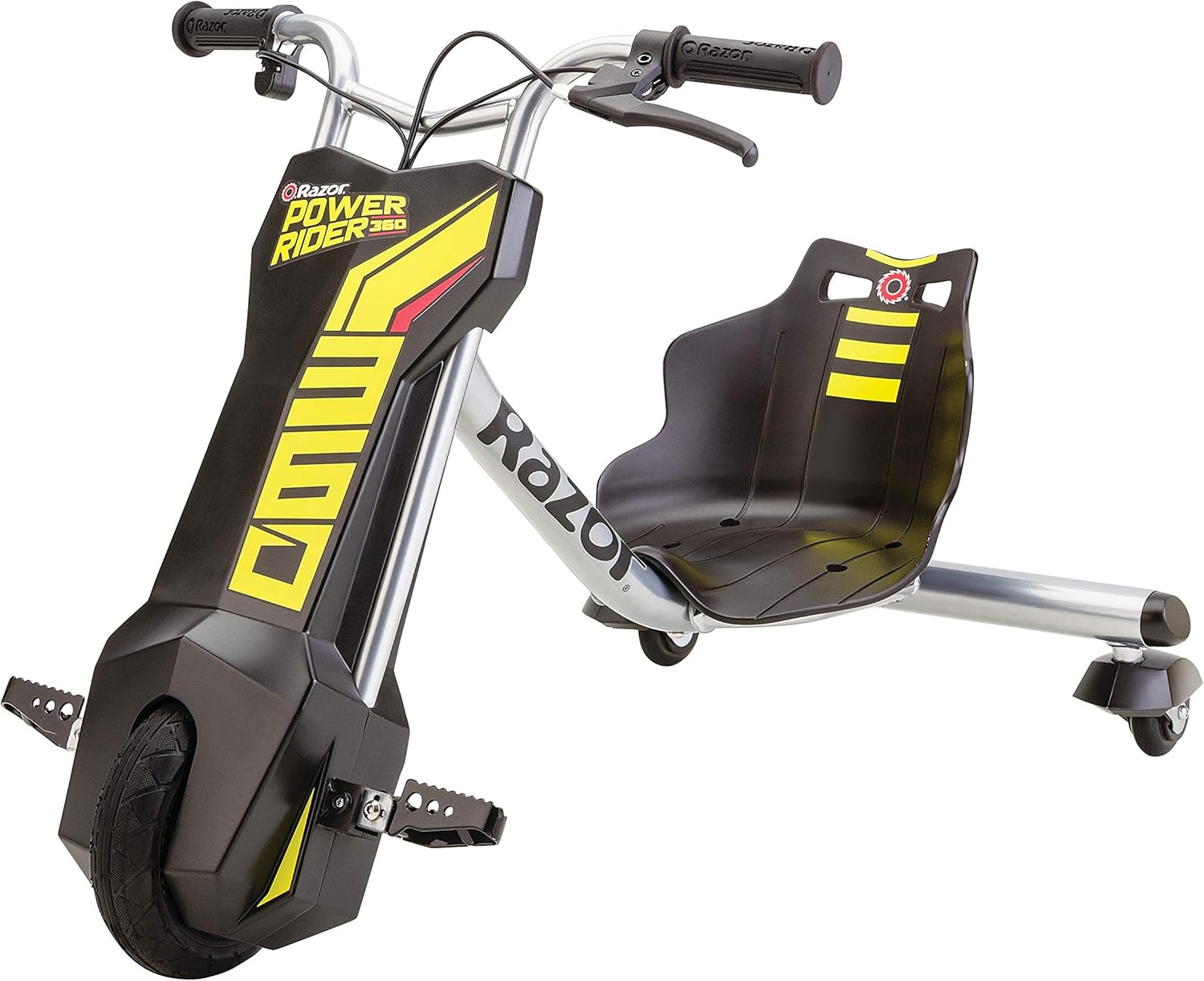 Razor PowerRider 360, Triciclo Eléctrico, Giros y Deslizamientos de 360 ​​Grados y Derrapes, Hasta 14 km/h, Hasta 30 minutos, Doble Corona Manillar, Rueda Delantero 200mm, 8+, 54 kg