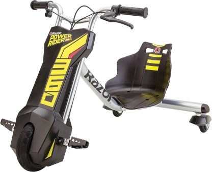 Razor PowerRider 360, Triciclo Eléctrico, Giros y Deslizamientos de 360 ​​Grados y Derrapes, Hasta 14 km/h, Hasta 30 minutos, Doble Corona Manillar, Rueda Delantero 200mm, 8+, 54 kg