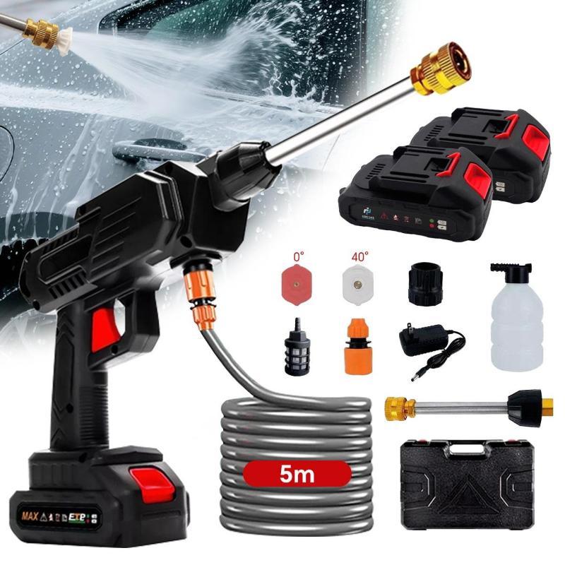 Pistola de Agua Inalámbrica para Hidrolavadora - 2 Baterías 7500mAh Autonomía Larga, Segura Duradera, Ahorra Agua Fácil de Usar, para Carros/Jardines/Cristales