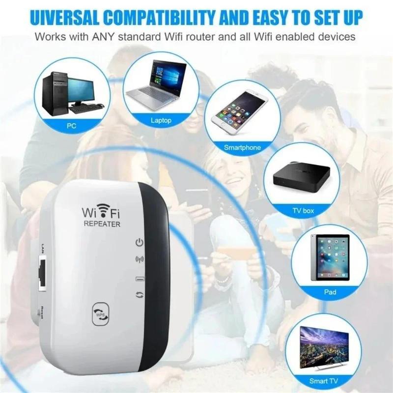 Repetidor WiFi 300Mbps 2.4GHz, amplificador de señal inalámbrico de largo alcance, extensor WiFi con botón WPS para casa y oficina