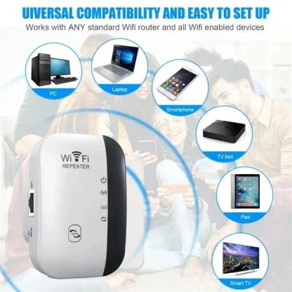 Repetidor WiFi 300Mbps 2.4GHz, amplificador de señal inalámbrico de largo alcance, extensor WiFi con botón WPS para casa y oficina