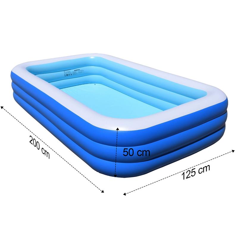 Piscina hinchable rectangular para toda la familia210cm, piscina exterior de PVC resistente para reuniones familiares, fiestas de verano y ocio en el jardín.