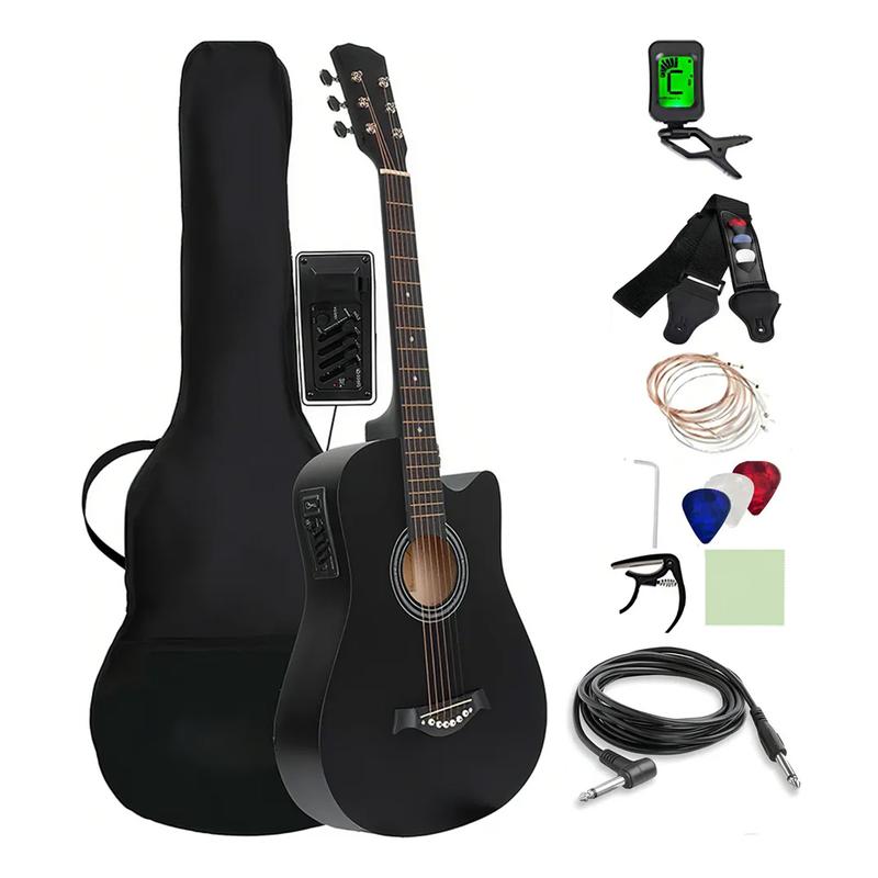 Guitarra Electroacústica 38” con EQ 4 Bandas + Kit Completo Principiantes (Funda, Afinador, Capo, Cable y Cuerdas)