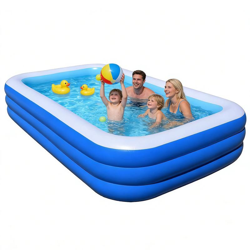 Piscina hinchable rectangular para toda la familia210cm, piscina exterior de PVC resistente para reuniones familiares, fiestas de verano y ocio en el jardín.