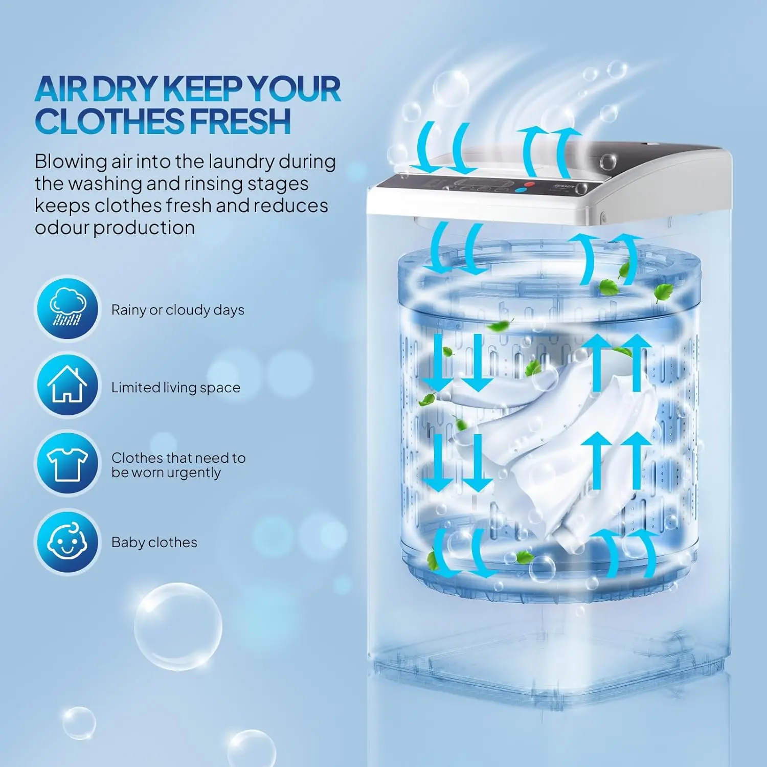 Lavadora portátil de 17,8/25 libras, lavadora eléctrica totalmente automática con tambor de acero inoxidable, lavadora compacta de 110 V, lavadora y secadora combinadas con bomba de drenaje.