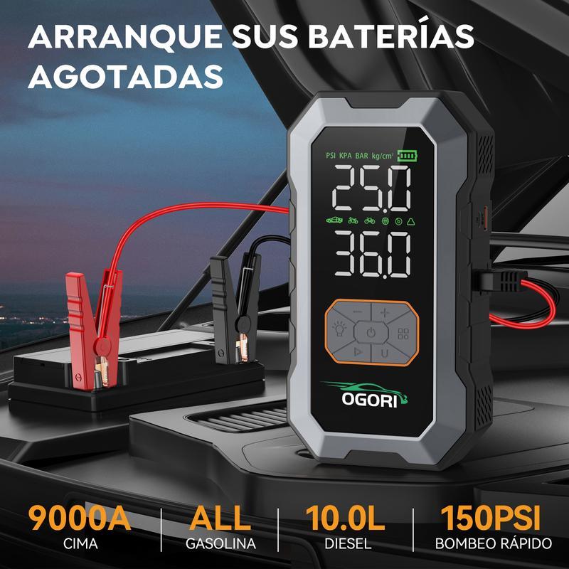 【OGORI】9000A Arrancador De Baterias Portátil Coche Inflador 150psi