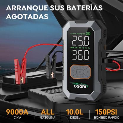【OGORI】9000A Arrancador De Baterias Portátil Coche Inflador 150psi