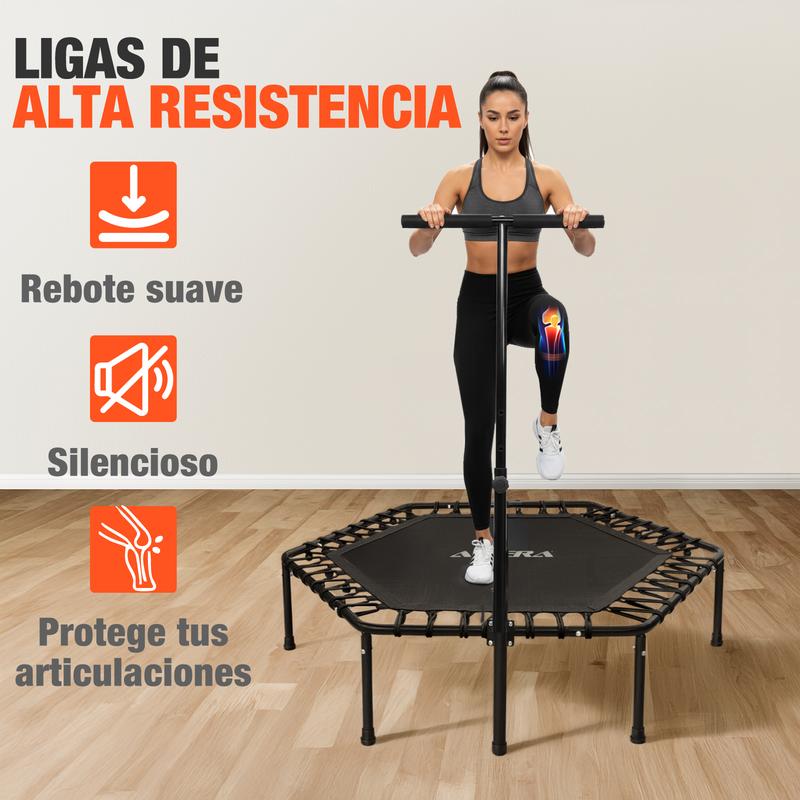 Trampolín Fitness 50 Pulgadas Hexagonal Extra Grande con Barra Agarradera – Altera Fitness Jumping Aeróbicos Casa / Gym