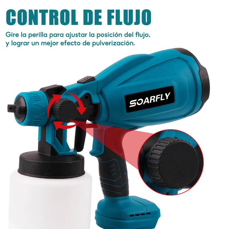Pistola pulverizadora de mano pulverizadora eléctrica inalámbrica con 2 Batería Recargables de 2600mAh, botella pulverizadora  de 800ml (color: Azul) para Casas, Paredes, Cercas