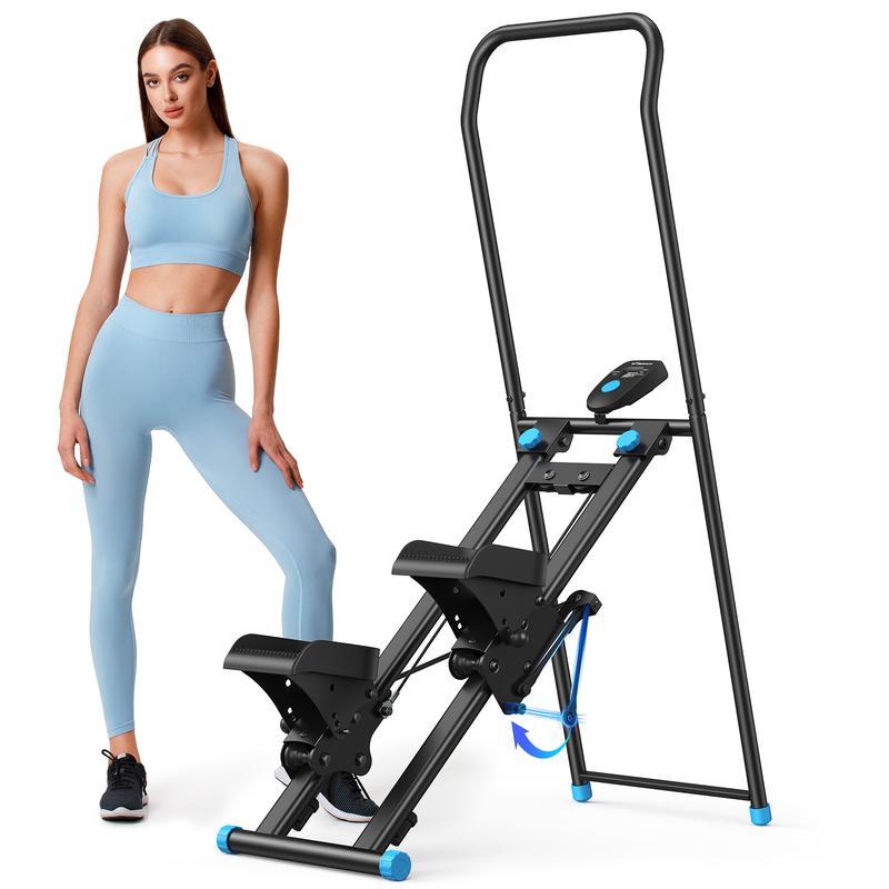 MERACH Stepper de Escalera con Manillar Pantalla LCD Capacidad 300LBS Máquina de Ejercicio Climber para Entrenamientos en Casa Equipo de Fitness para Mujeres y Hombres