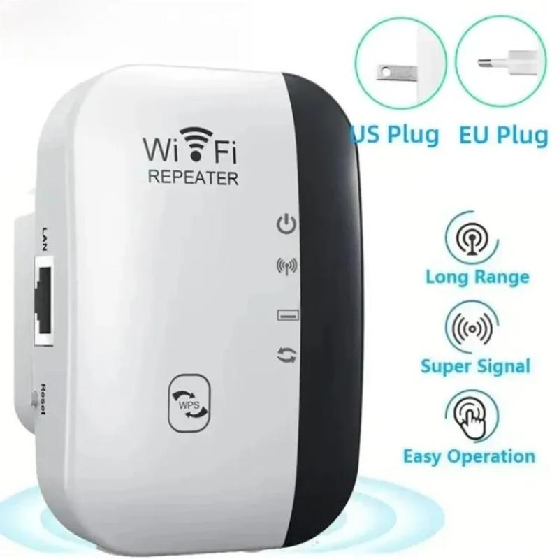 Repetidor WiFi 300Mbps 2.4GHz, amplificador de señal inalámbrico de largo alcance, extensor WiFi con botón WPS para casa y oficina