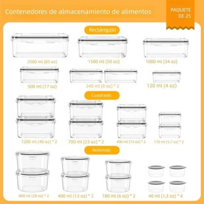 [Official] AISOON Juego de 50/40/16 Piezas de Contenedores Herméticos para Alimentos, Libres de BPA, Apilables, Resistentes a Fugas, Aptos para Congelador y Microondas, con Utensilios de Cocina de Vidrio y Plástico