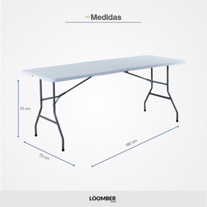 Mesa Plegable de Plástico Color Blanca 180 centimetros